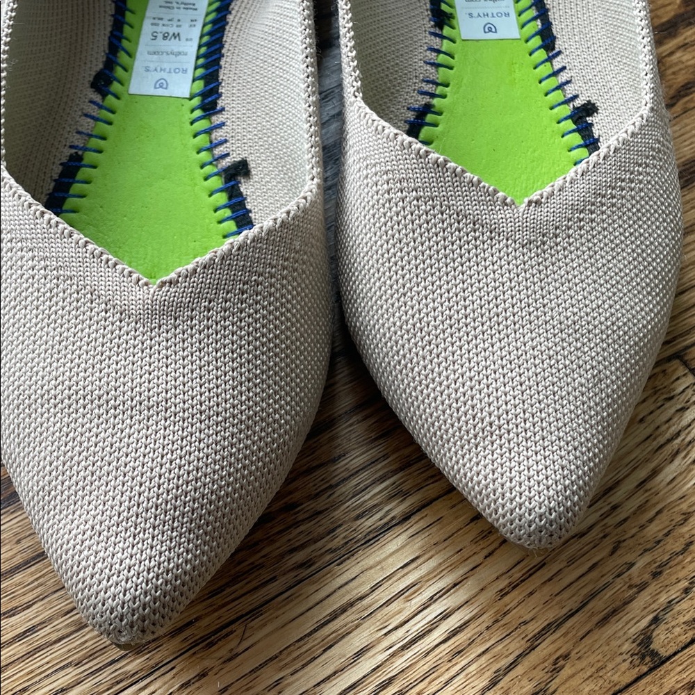 Rothy's Beige and Blue Pointed Flats - Picture 3 of 9